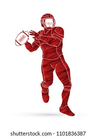 American football player, Sportsman action, sport concept designed using grunge brush graphic vector.