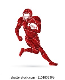 American football player, Sportsman action, sport concept designed using grunge brush graphic vector.