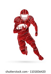 American football player, Sportsman action, sport concept designed using grunge brush graphic vector.