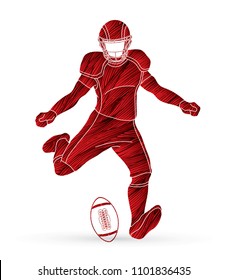 American football player, Sportsman action, sport concept designed using grunge brush graphic vector.