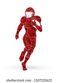 American football player, Sportsman action, sport concept designed using grunge brush  graphic vector.