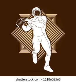 American football player, Sportsman action, sport concept designed on line square background graphic vector.