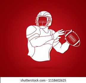 American football player, Sportsman action, sport concept graphic vector.