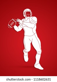 American football player, Sportsman action, sport concept graphic vector.