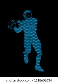 American football player, Sportsman action, sport concept designed using geometric pattern graphic vector.