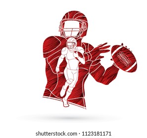 American football player, Sportsman action, sport concept designed using grunge brush graphic vector.