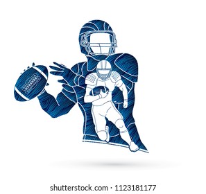 American football player, Sportsman action, sport concept designed using grunge brush graphic vector.