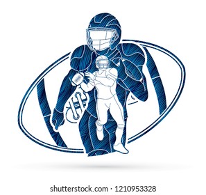 American football player, Sportsman action, sport concept graphic vector.