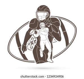 American football player, Sportsman action, sport concept graphic vector.