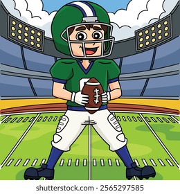 American Football Player in the Stadium Colored 