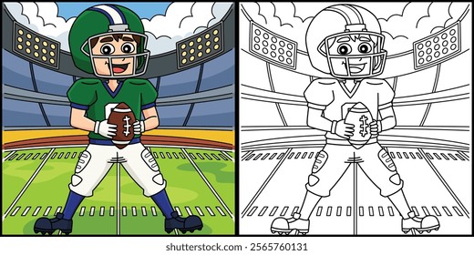 American Football Player in Stadium Illustration