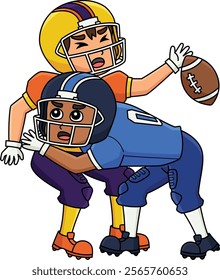 American Football Player Tackle Cartoon Clipart