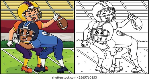 American Football Player Tackle Illustration