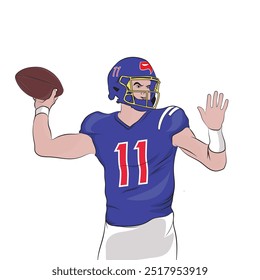 American football player throwing the ball.