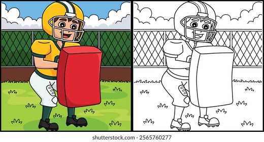 American Football Player Training Illustration