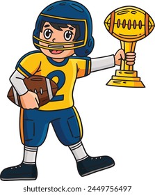American Football Player with a Trophy Clipart 