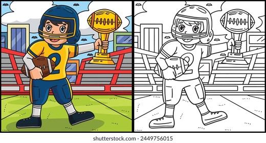 American Football Player with Trophy Illustration