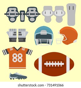 American football player uniform sport game icons vector cartoon style quarterback jumping success usa athlete