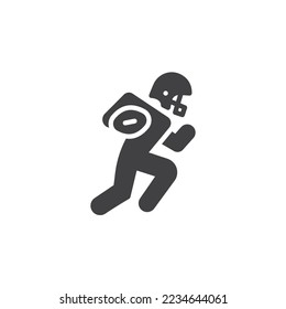 American football player vector icon. filled flat sign for mobile concept and web design. Rugby player with ball glyph icon. Symbol, logo illustration. Vector graphics