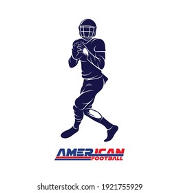 American football player vector illustration, logo american football design template