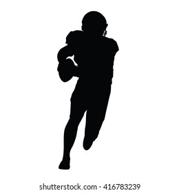 American Football Player, Vector Isolated Silhouette. Running Man, Team Sport