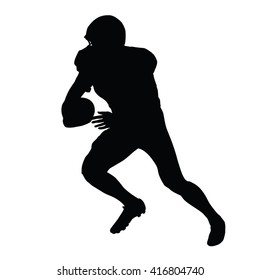 American Football Player, Vector Isolated Silhouette. Running Footballer, Side View