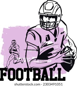 American football player vector sketch illustration