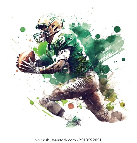 American football player vector watercolor painting