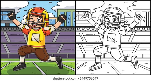 American Football Player with Victory Illustration