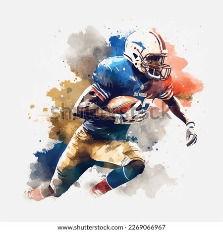 American football player watercolor paint