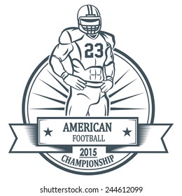 American football player. For your labels or badges design.