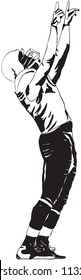 American football players after a touchdown. Vector illustration.