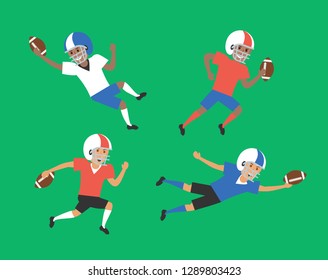 american football players cartoon set