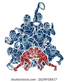 American Football Players Cartoon Sport Graphic Vector