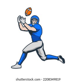 American football players isolated. American football player illustration. football player kick and dribble.