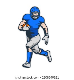 American football players isolated. American football player illustration. football player kick and dribble.