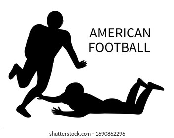 American football players on match, isolated silhouette of athletes running and falling down. People in competition involved in game. Characters of young engaged in brutal game activity vector