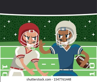 american football players playing characters vector illustration design