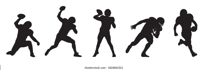 american football players silhouettes , isolated vector silhouette vector pack.