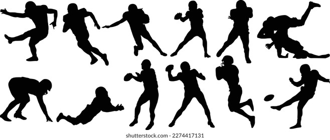 American Football Players Silhouettes,vector pack