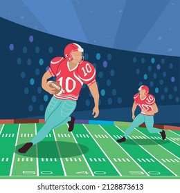 american football players in stadium scene