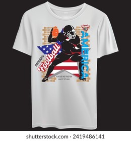 American football players in a super bowl game for print t shirt illustration vector art.