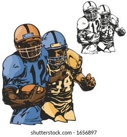 American football players. Vector illustration