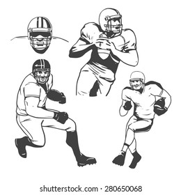 american football players vector illustration inking