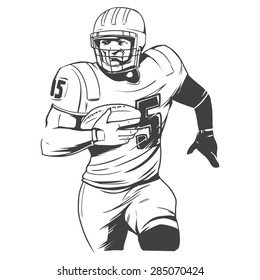 american football players vector illustration inking on isolated white background