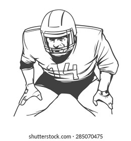 american football players vector illustration inking on isolated white background