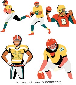 American football players, Football players vectors.