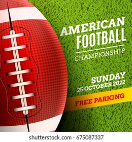 American football poster or banner template design. Rugby game brochure. Sport illustration american football.