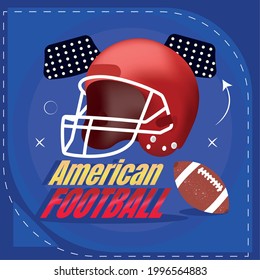 American football poster with a helmet and ball