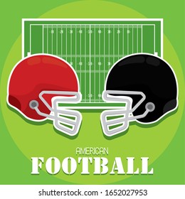 American football poster with a helmets - Vector